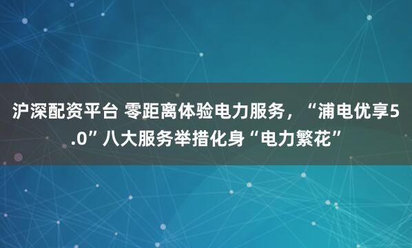沪深配资平台 零距离体验电力服务，“浦电优享5.0”八大服务举措化身“电力繁花”